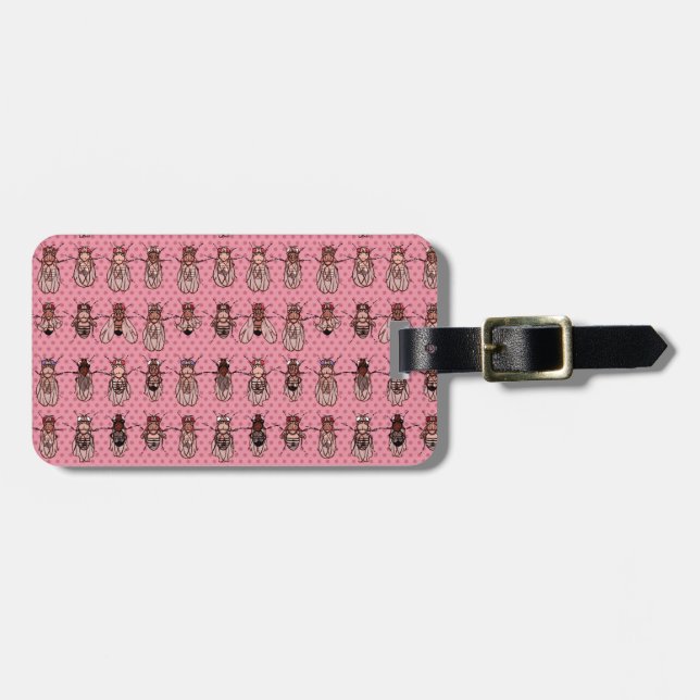 Drosophila Fruit Fly Genetics - mutants - Pink Luggage Tag (Front Horizontal)