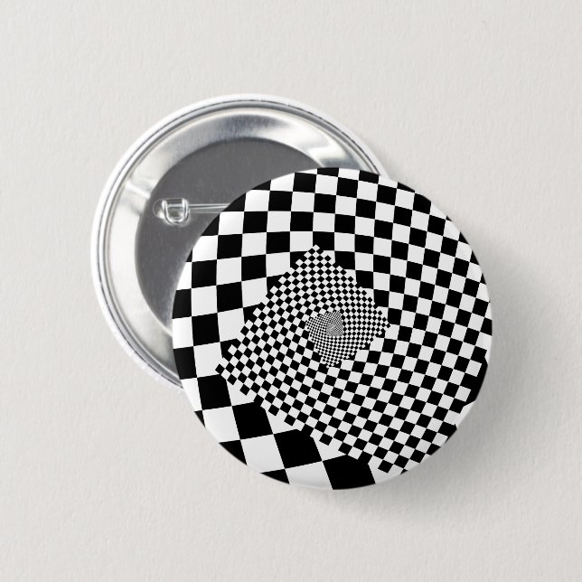 Droste Chequered Spiral 6 Cm Round Badge (Front & Back)