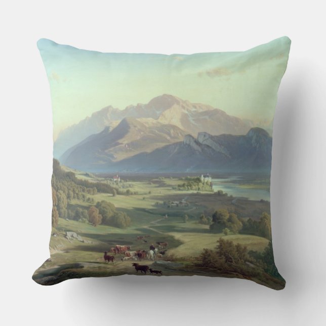 Drover on Horseback with his Cattle in a Mountaino Cushion (Front)