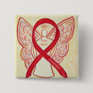 Drug Abuse Awareness Red Ribbon Angel Custom Pins