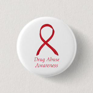 Drug Abuse Awareness Red Ribbon Custom Pin