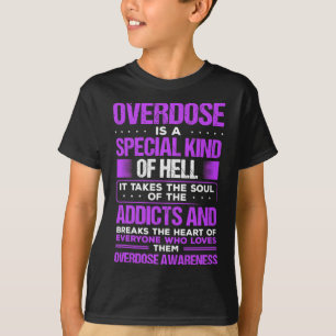 Drug Abuse Purple Ribbon Addict Overdose Awareness T-Shirt