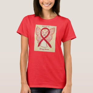 Drug Abuse Red Awareness Ribbon Custom Shirt