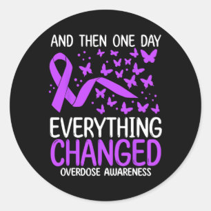 Drug Abuse Ribbon Fighter Overdose Awareness Movem Classic Round Sticker