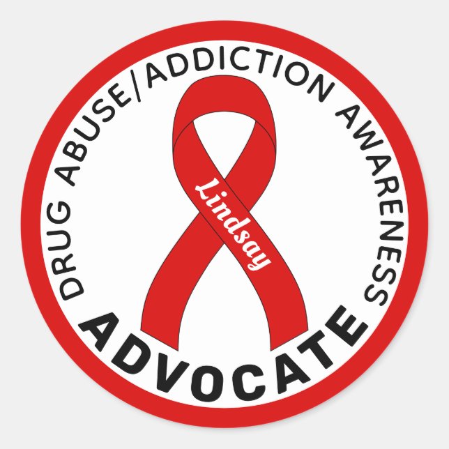 Drug Addiction Awareness Advocate Ribbon White Classic Round Sticker (Front)