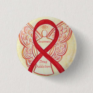 Drug Addiction Awareness Ribbon Angel Custom Pin