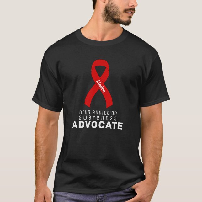 Drug Addiction Awareness Ribbon Black Men's T-Shirt (Front)