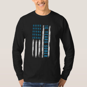 Drug Alcohol Addiction Recovery 10 Years Sober Usa T-Shirt