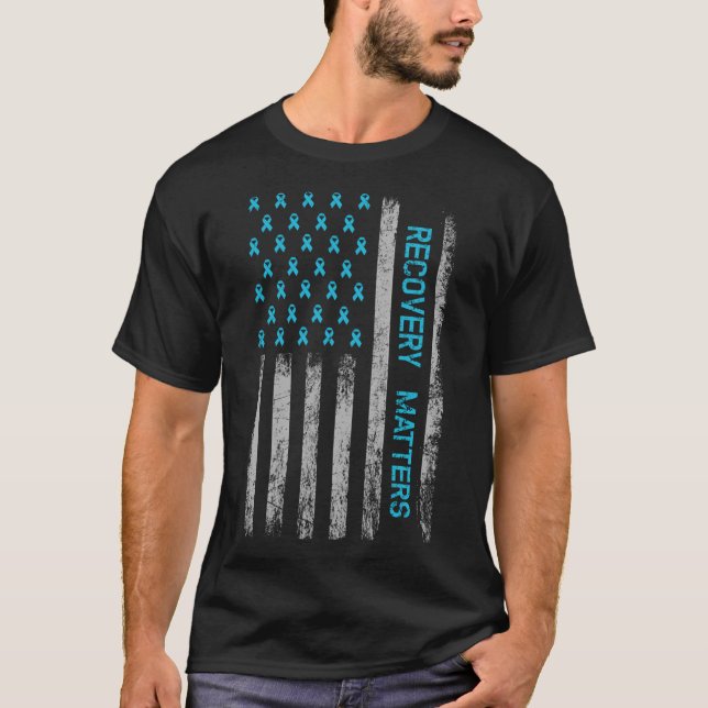 Drug Alcohol Addiction Recovery Warrior American F T-Shirt (Front)
