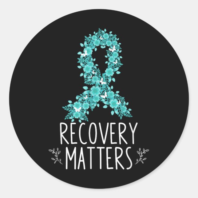 Drug Alcohol Recovery S Addiction Awareness Ribbon Classic Round Sticker (Front)