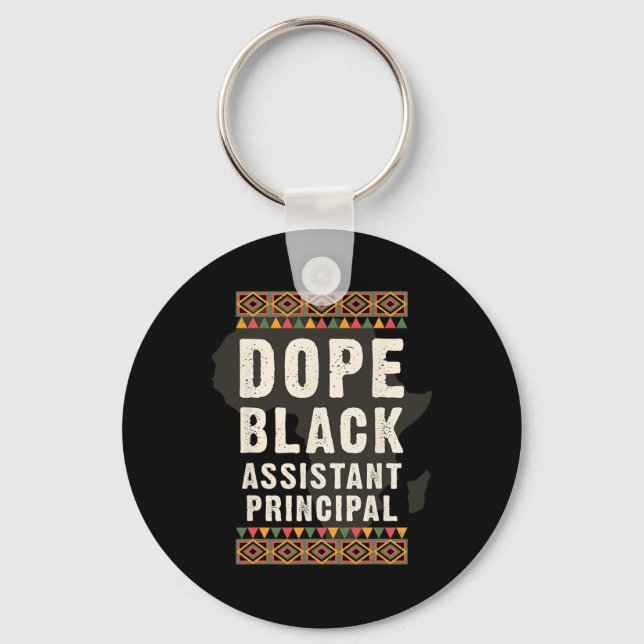 Drug Black Istant Principal Juneteenth Black Histo Key Ring (Front)