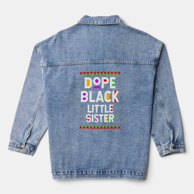 Drug Black Little Sister African American History  Denim Jacket (Back)
