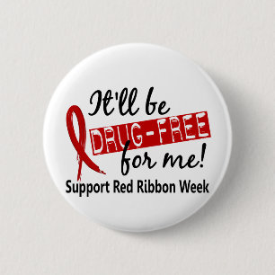 Drug-Free For Me Red Ribbon Week 6 Cm Round Badge