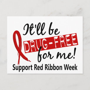 Drug-Free For Me Red Ribbon Week Postcard