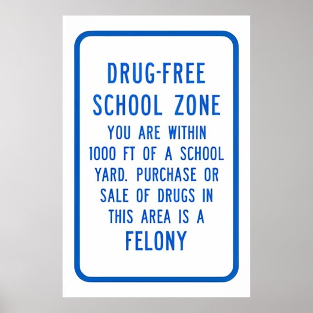 Drug Free For School blue Poster (Front)