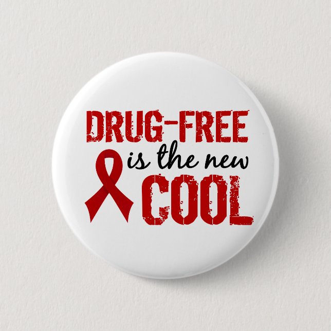 Drug-Free Is The New Cool 6 Cm Round Badge (Front)
