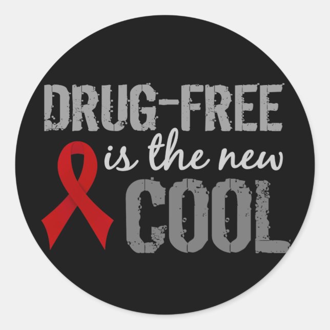 Drug-Free Is The New Cool Classic Round Sticker (Front)