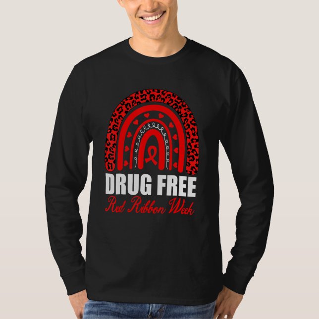 Drug Free Red Ribbon Week Awareness Say No To Drug T-Shirt (Front)
