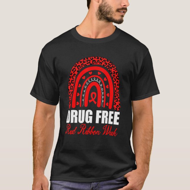 Drug Free Red Ribbon Week Awareness Say No To Drug T-Shirt (Front)