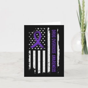 Drug Overdose Awareness American Flag - Purple Rib Card
