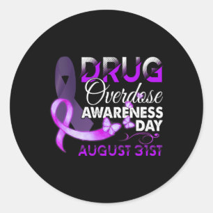 Drug Overdose Awareness Day August 31 2021 Purple Classic Round Sticker