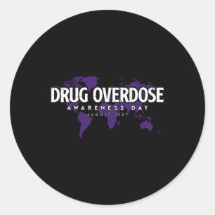 Drug Overdose Awareness Day August 31 Purple  Classic Round Sticker