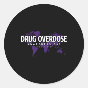 Drug Overdose Awareness Day August 31 Purple Classic Round Sticker