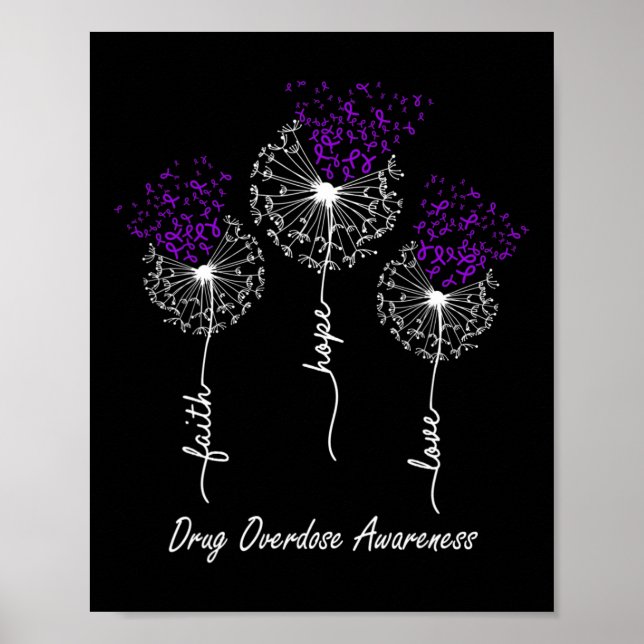 Drug Overdose Awareness  Faith Hope Love Dandelion Poster (Front)