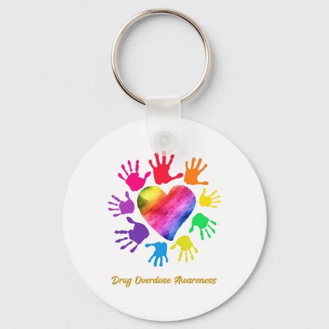 Drug Overdose Awareness Hands Drug Overdose Gift  Key Ring (Front)