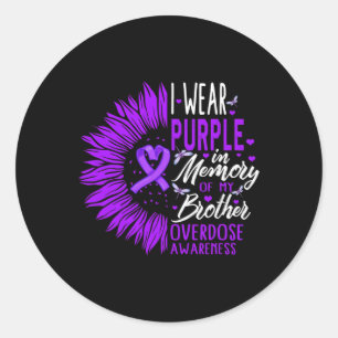 Drug Overdose Awareness In Memory Of My Brother Pu Classic Round Sticker