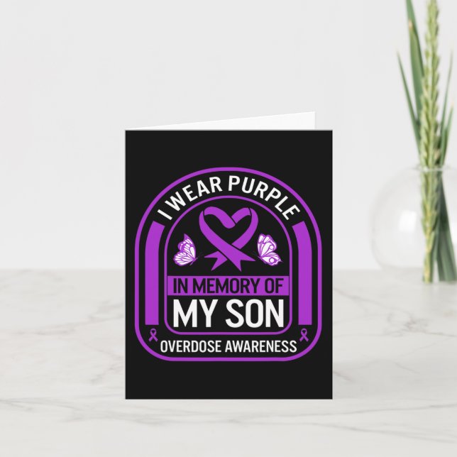 Drug Overdose Awareness In Memory Of My Son Purple Card (Front)