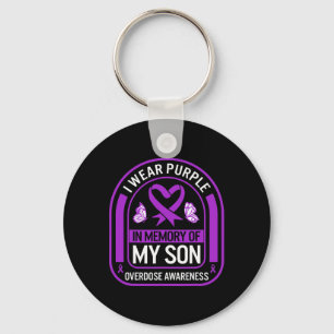 Drug Overdose Awareness In Memory Of My Son Purple Key Ring