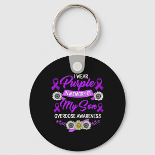 Drug Overdose Awareness In Memory Of My Son Purple Key Ring