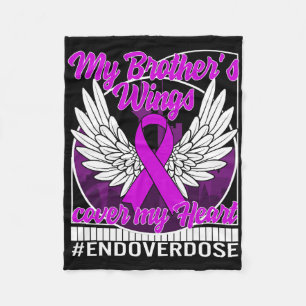 Drug Overdose Awareness My Brother's Wings Cover M Fleece Blanket