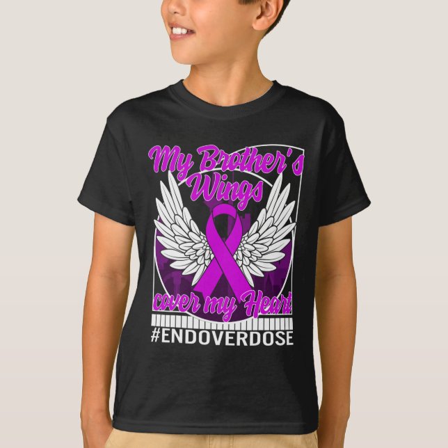 Drug Overdose Awareness My Brother's Wings Cover M T-Shirt (Front)
