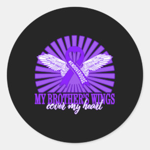 Drug Overdose Awareness My Brother's Wings Purple  Classic Round Sticker