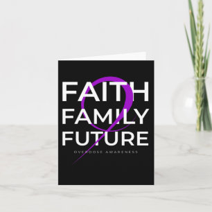 Drug Overdose Awareness Purple Ribbon Faith Family Card