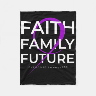 Drug Overdose Awareness Purple Ribbon Faith Family Fleece Blanket