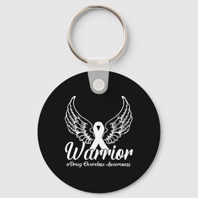 Drug Overdose Awareness Purple Wing  Key Ring (Front)