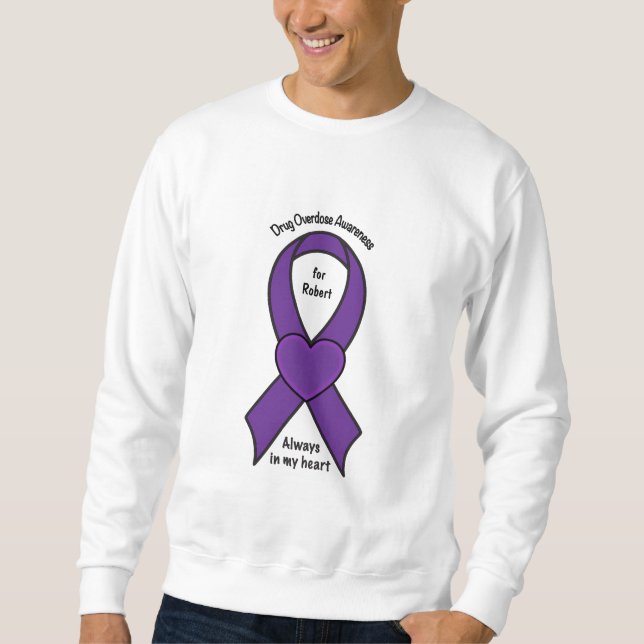 Drug Overdose Awareness Ribbon Name Customisable Sweatshirt (Front)