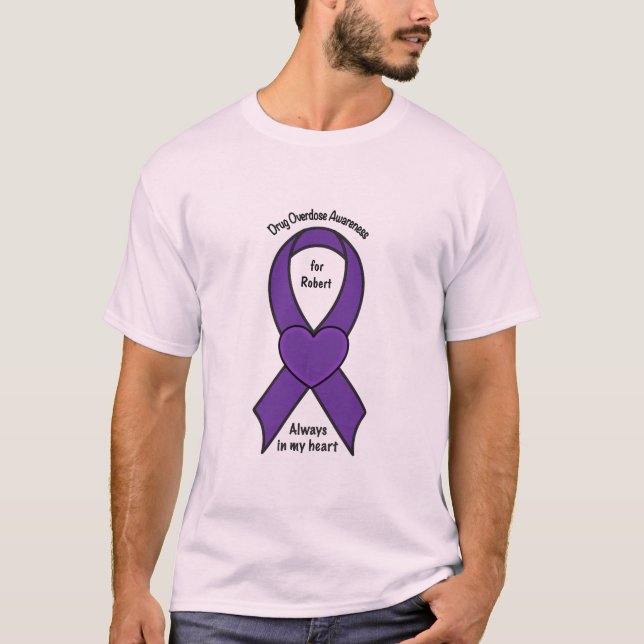 Drug Overdose Awareness Ribbon Name Customisable T-Shirt (Front)