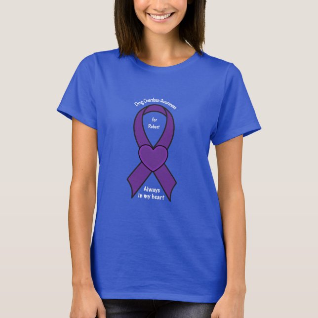 Drug Overdose Awareness Ribbon Name Customisable T-Shirt (Front)