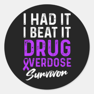Drug Overdose Awareness Warrior Survivor 11  Classic Round Sticker