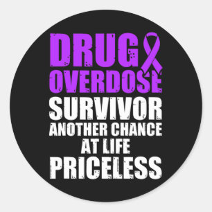 Drug Overdose Awareness Warrior Survivor 16 Classic Round Sticker