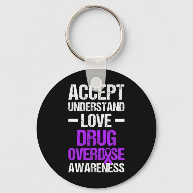 Drug Overdose Awareness Warrior Survivor 60 Key Ring (Front)