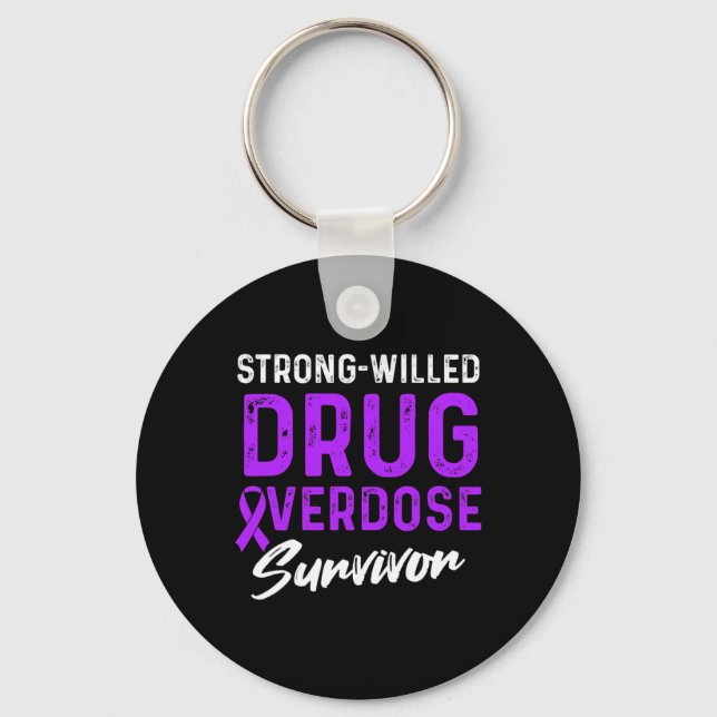 Drug Overdose Awareness Warrior Survivor &#   Key Ring (Front)