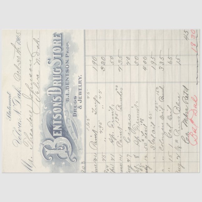 Drugstore Junk Journal Background Decoupage Sheet (Front)