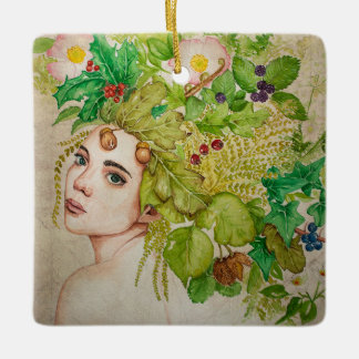 Druid beautiful watercolor ceramic ornament