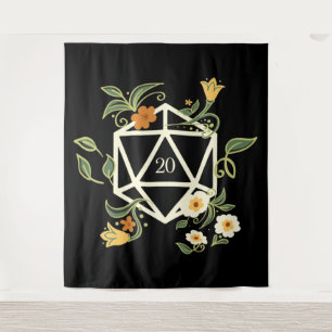 Druid D20 Dice Plants and Flowers Tapestry