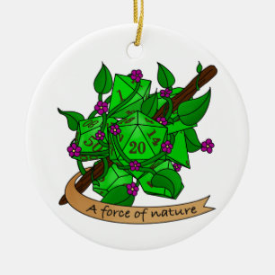Druid Dice Design Ceramic Tree Decoration